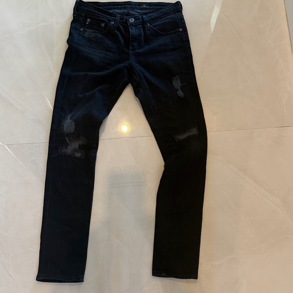 AG Adriano Goldschmied Women's Black Distressed Skinny Jeans